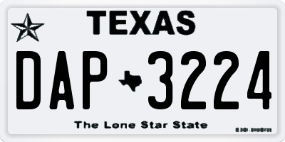 TX license plate DAP3224
