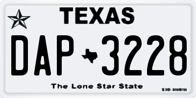 TX license plate DAP3228