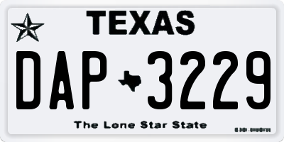 TX license plate DAP3229