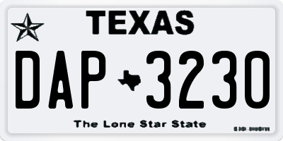 TX license plate DAP3230