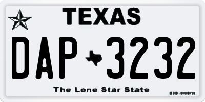 TX license plate DAP3232