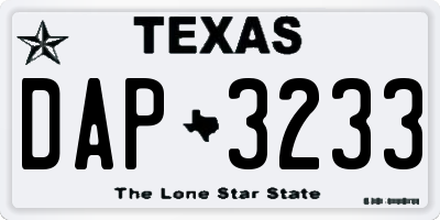 TX license plate DAP3233