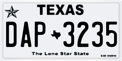 TX license plate DAP3235