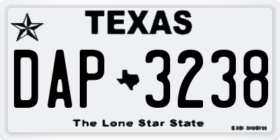 TX license plate DAP3238