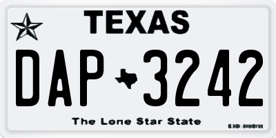 TX license plate DAP3242