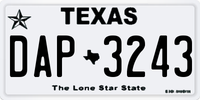 TX license plate DAP3243