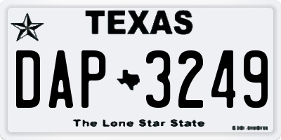 TX license plate DAP3249