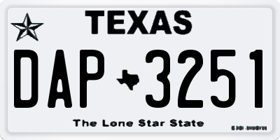 TX license plate DAP3251