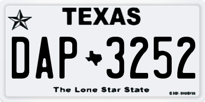 TX license plate DAP3252