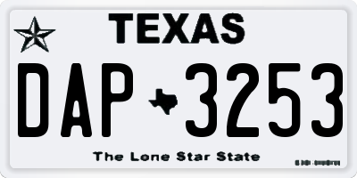 TX license plate DAP3253