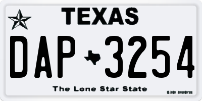TX license plate DAP3254