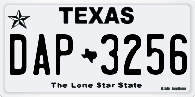 TX license plate DAP3256