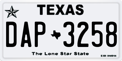 TX license plate DAP3258