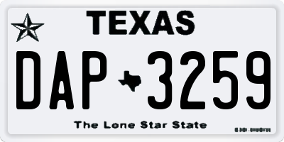TX license plate DAP3259