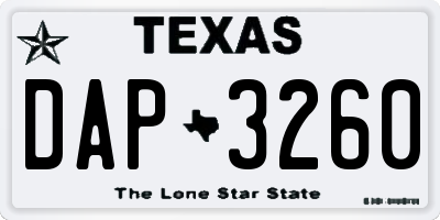TX license plate DAP3260