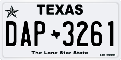 TX license plate DAP3261