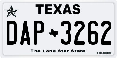 TX license plate DAP3262