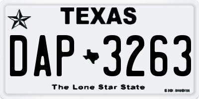 TX license plate DAP3263