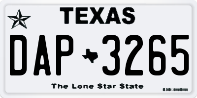 TX license plate DAP3265