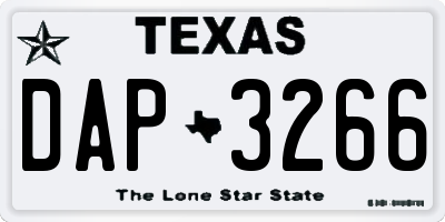 TX license plate DAP3266