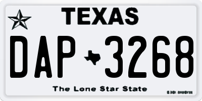 TX license plate DAP3268