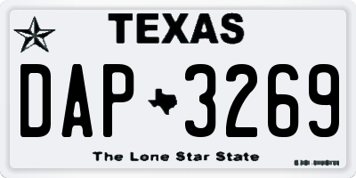 TX license plate DAP3269