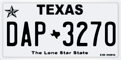 TX license plate DAP3270