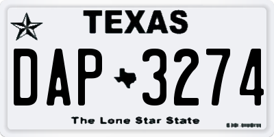 TX license plate DAP3274