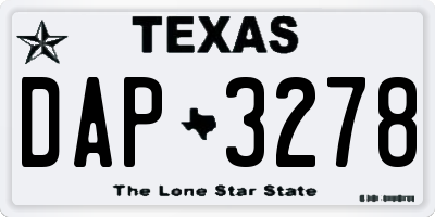 TX license plate DAP3278