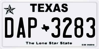 TX license plate DAP3283