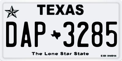 TX license plate DAP3285