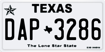 TX license plate DAP3286
