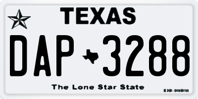 TX license plate DAP3288