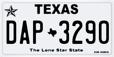TX license plate DAP3290