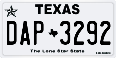 TX license plate DAP3292