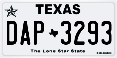 TX license plate DAP3293