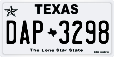 TX license plate DAP3298