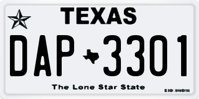TX license plate DAP3301