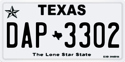 TX license plate DAP3302