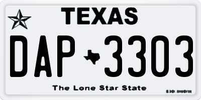 TX license plate DAP3303