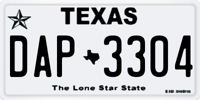 TX license plate DAP3304