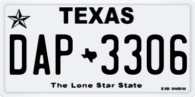 TX license plate DAP3306