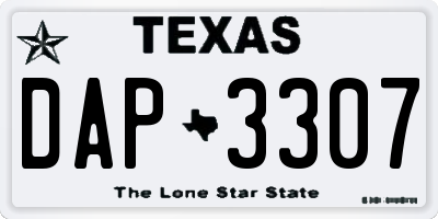 TX license plate DAP3307