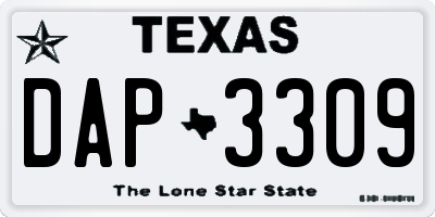 TX license plate DAP3309