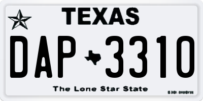TX license plate DAP3310