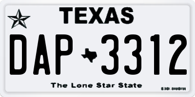 TX license plate DAP3312