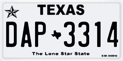 TX license plate DAP3314