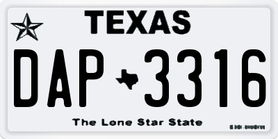 TX license plate DAP3316