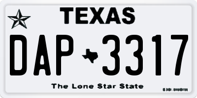 TX license plate DAP3317