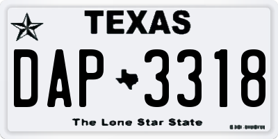 TX license plate DAP3318